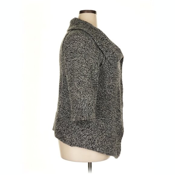 Eddie Bauer Chunky Knit Sweater 3/4 Sleeve Black White Womans Sz XXL Wool Alpaca - Picture 4 of 6